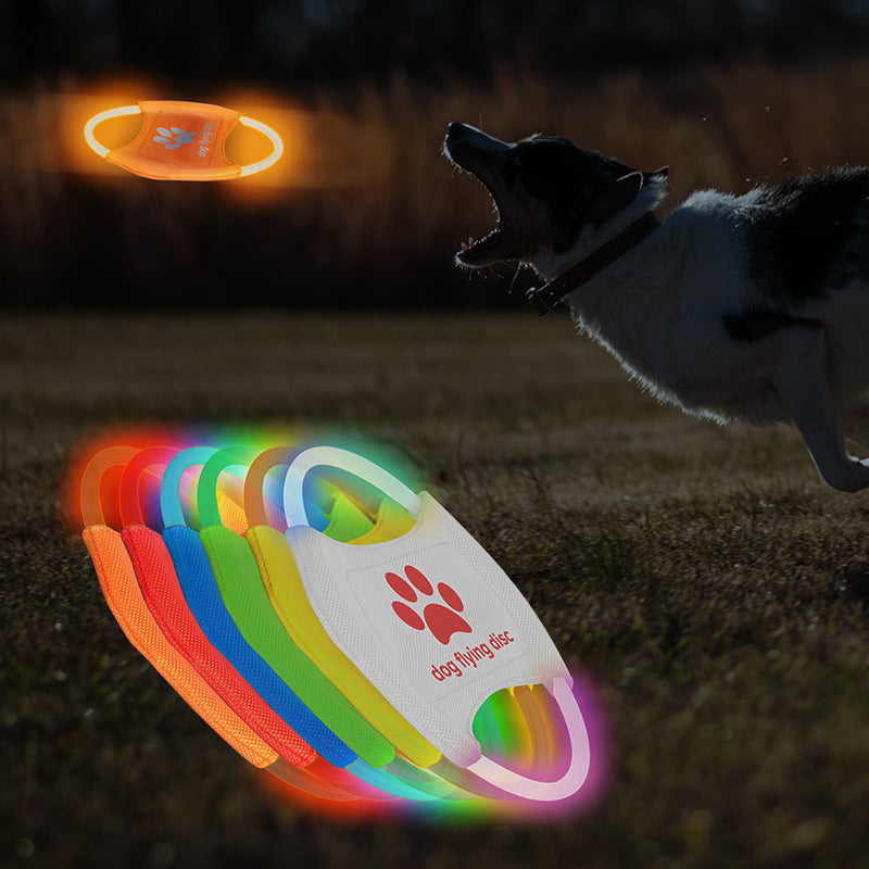 Discos voladores para perros con luz LED brillante, juguetes interactivos de entrenamiento, juego de discos voladores para perros, accesorios para mascotas, productos para mascotas