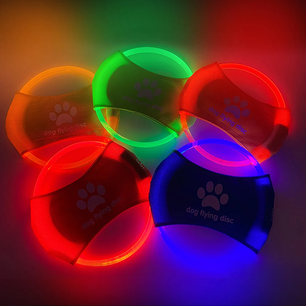 Discos voladores para perros con luz LED brillante, juguetes interactivos de entrenamiento, juego de discos voladores para perros, accesorios para mascotas, productos para mascotas