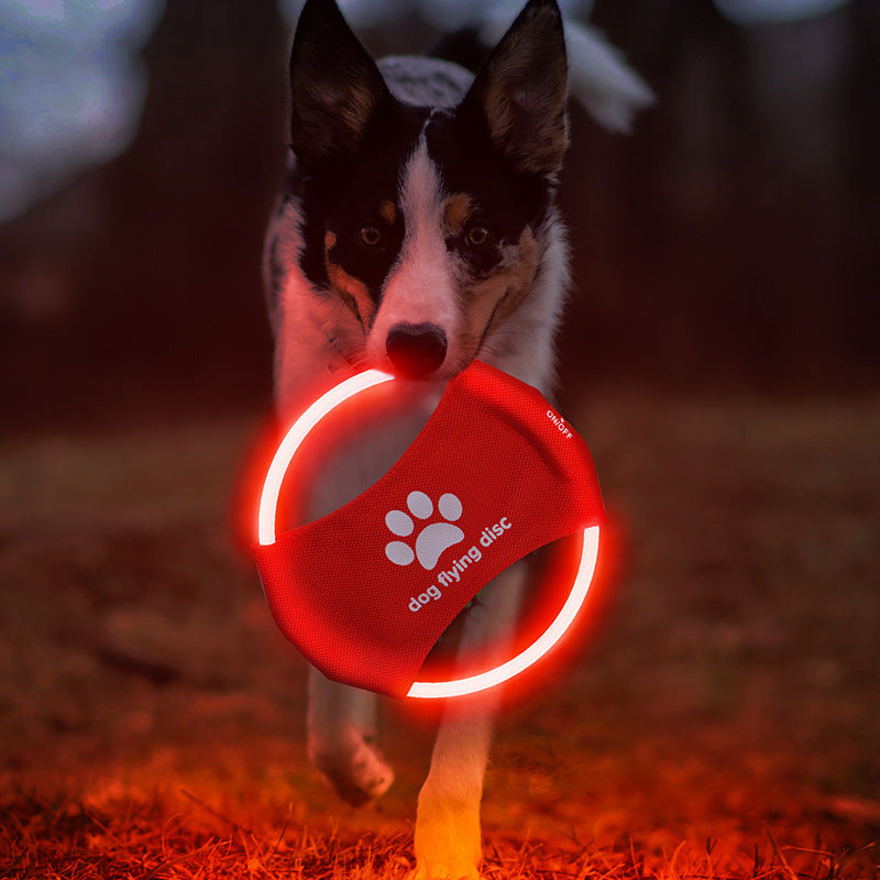 Discos voladores para perros con luz LED brillante, juguetes interactivos de entrenamiento, juego de discos voladores para perros, accesorios para mascotas, productos para mascotas